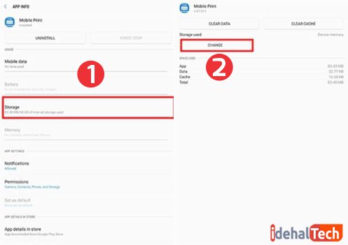 گزینه های storage و change را انتخاب کنید