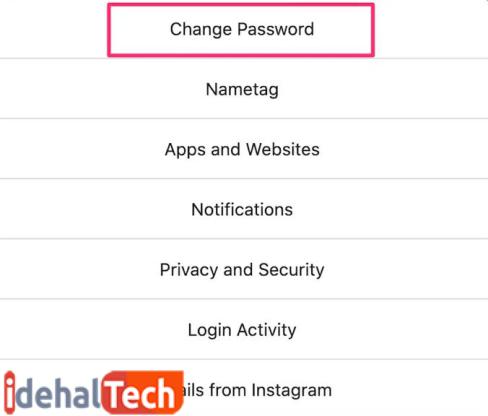 روی change password کلیک کنید