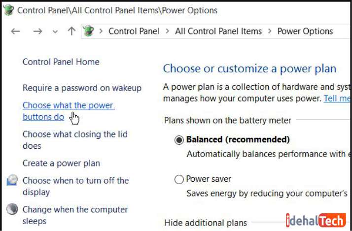 power option of control panel ؛ فعال کردن hibernate در ویندوز 10