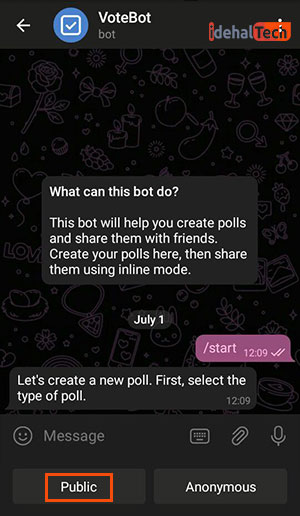 انتخاب ربات نظرسنجی public