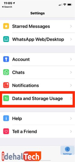 گزینه "Data and Storage Usage" را انتخاب کنید. 