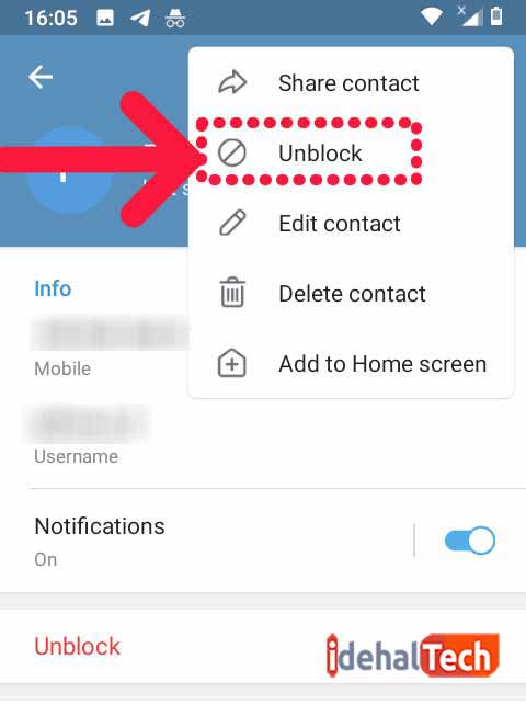 رفع بلاک افراد در تلگرام
