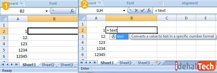 نوشتن صفر قبل از عدد در اکسل- تابع TEXT- مرحله 2-3