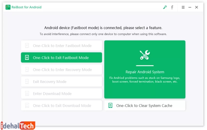 روی گزینه «One-Click to Exit Fastboot Mode» کلیک کنید