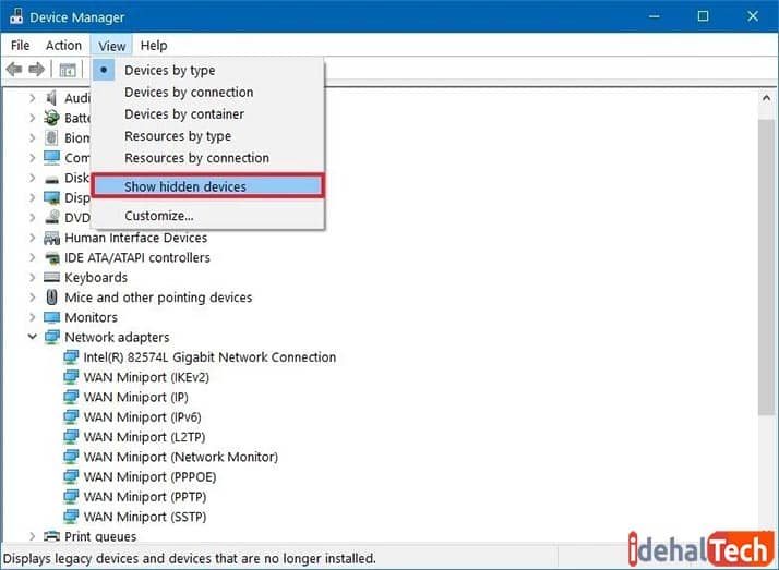نمایش Device پنهان در Device manager
