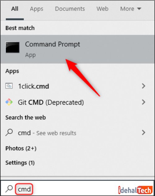 بر روی "Command Prompt" کلیک کنید تا پنجره‌ای باز شود