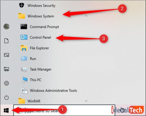 روی "Windows System" کلیک کنید تا پوشه باز شود و بعد از آن، "Control Panel" را انتخاب کنید.