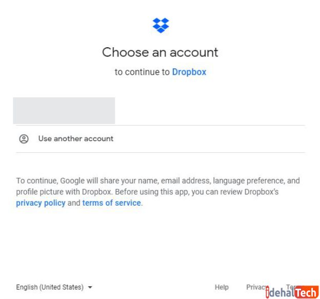 از طریق حساب گوگل دراپ باکس بسازید