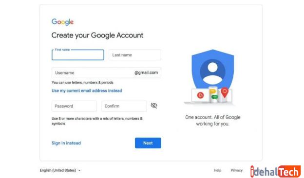 ساخت حساب کاربری گوگل 
