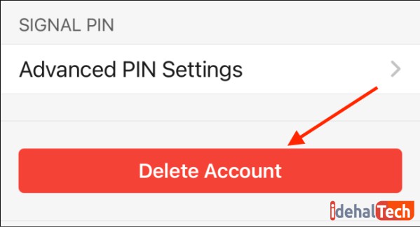 روی دکمه قرمز رنگ Delete Account ضربه بزنید