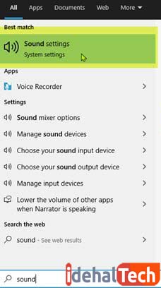 باز کردن تنظیمات صدا در ویندوز10