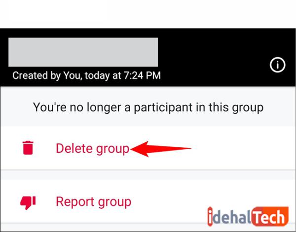روی delete group ضربه بزنید