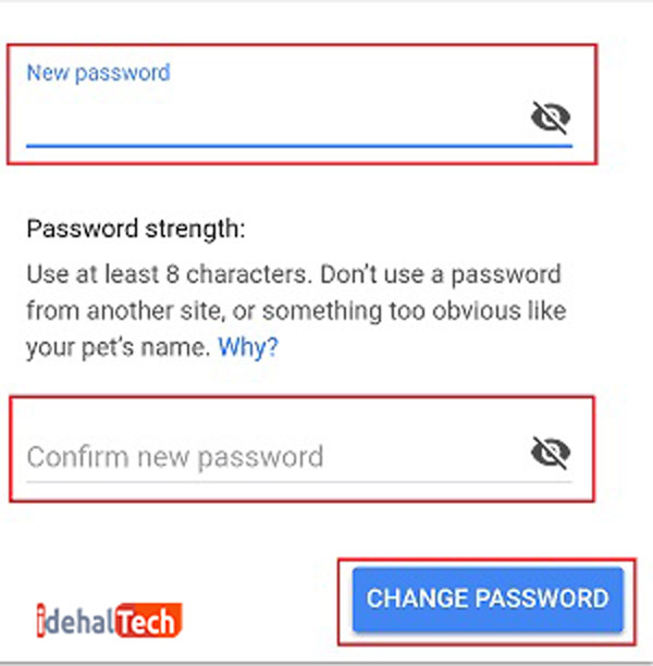 تغییر رمز عبور فعلی جیمیل اندروید