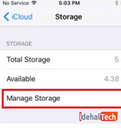 گزینه manage storage را انتخاب کنید