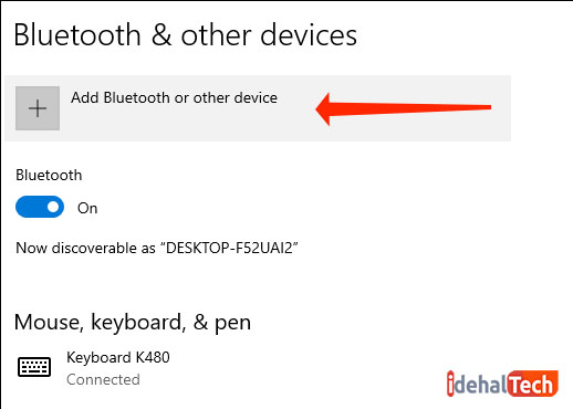 انتخاب گزینه Add Bluetooth or other devices