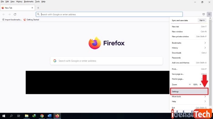 در فایرفاکس روی تنظیمات کلیک کنید