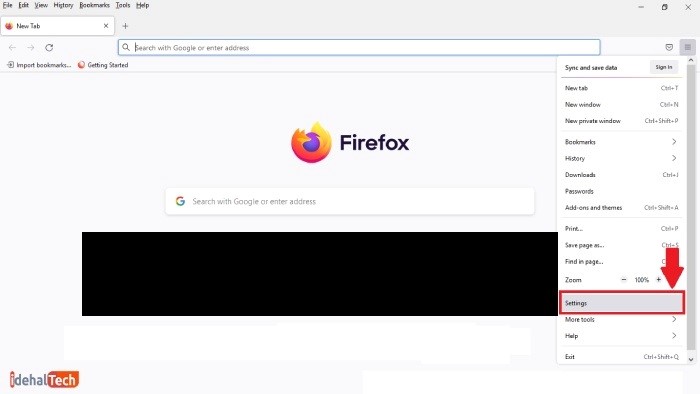 فایرفاکس را باز کرده و تنظیمات را انتخاب کنید