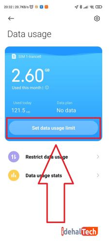 به صفحه set data usage limit بروید