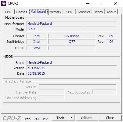 نرم افزار CPU Z اطلاعات مادربرد را نشان میدهد.