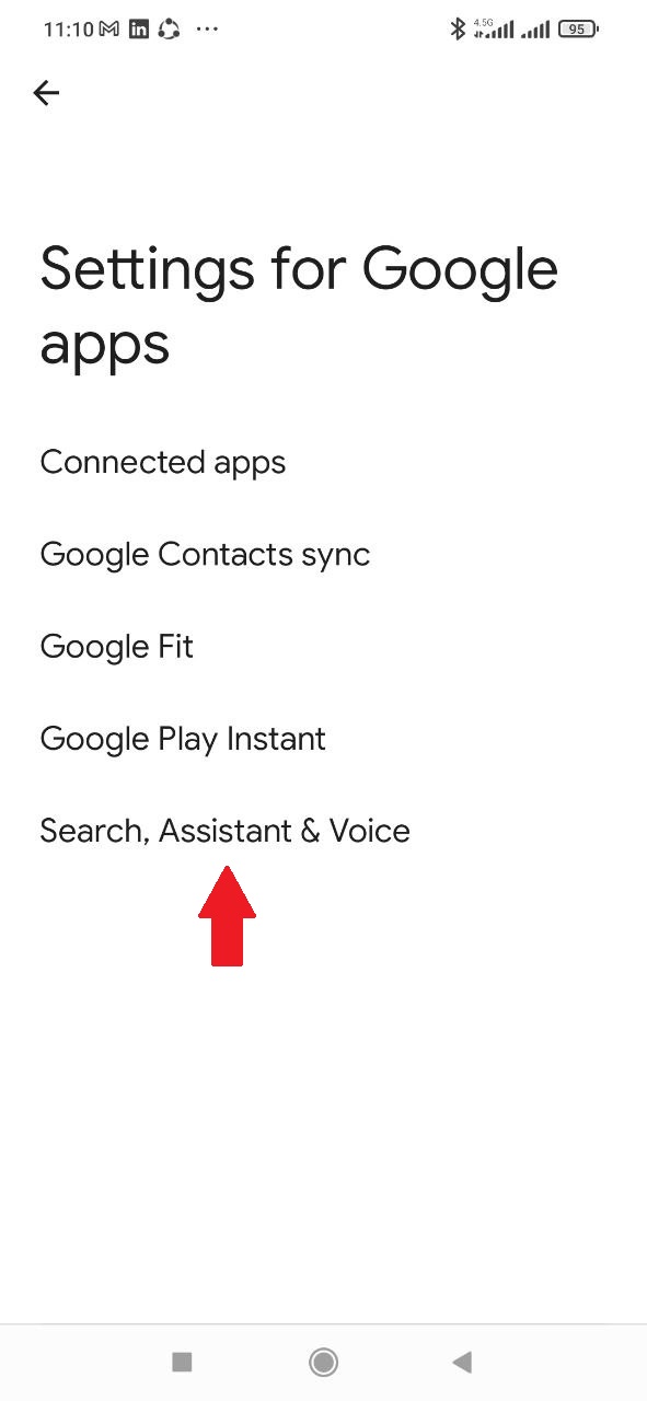 روی قسمت " Search, Assistant & Voice" کلیک کنید.