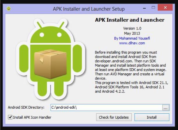 مرحله اول روش نصب APK Installer and Launcher 