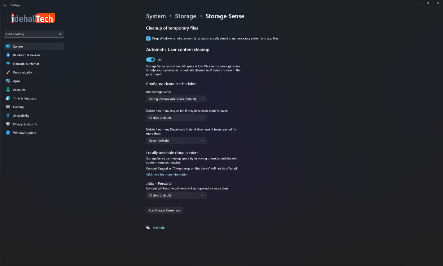 storage sense در ویندوز 11